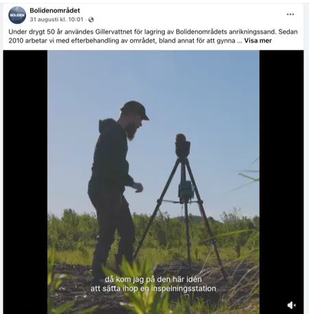 Facebookinlägg med videoreportage från Gillervattnet