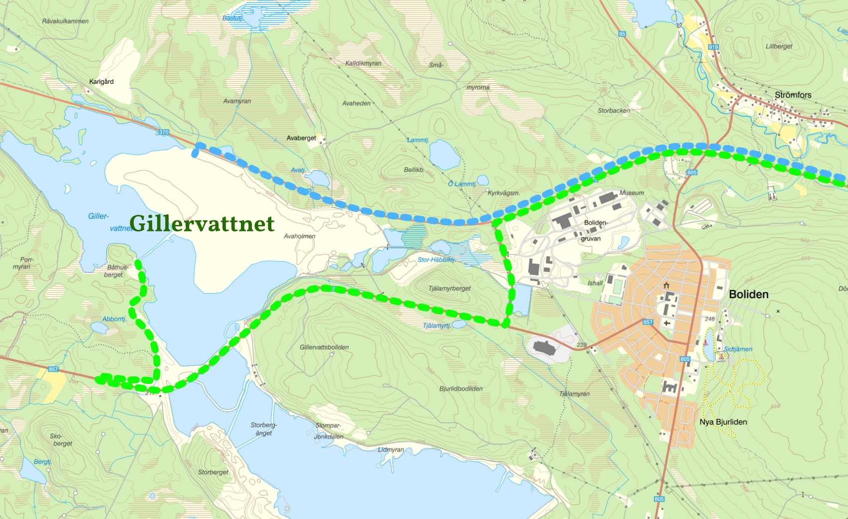 Karta med vägbeskrivning till Gillervattnet